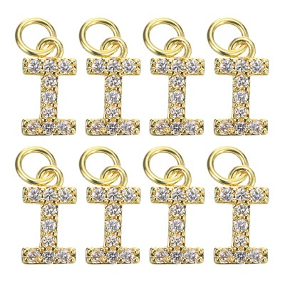 Unique Bargains Beautiful DIY Jewelry Making Rhinestone Initial Pendants 8 Pcs