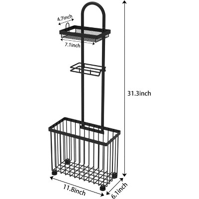 MaseiKar Freestanding Toilet Paper Holder Toilet Tissue Rack Scroll Stand Roll Dispenser with Storage Shelf Reserve for Phone Tablet Magazine Bathroom