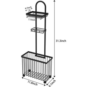 MaseiKar Freestanding Toilet Paper Holder Toilet Tissue Rack Scroll Stand Roll Dispenser with Storage Shelf Reserve for Phone Tablet Magazine Bathroom - 1 of 4