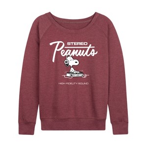 Women's - Peanuts - Stereo Snoopy Dj Lightweight French Terry Wide Neck Long Sleeve Shirt - 1 of 4