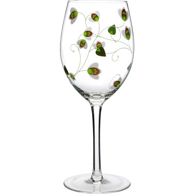 Luigi Bormioli Social Ave UR Vino Green Floral 20 Ounce All Purpose Wine Glass, Set of 2