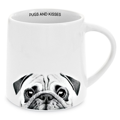 Collections Etc Adorable Pugs and Kisses Stoneware 17 oz. Mug