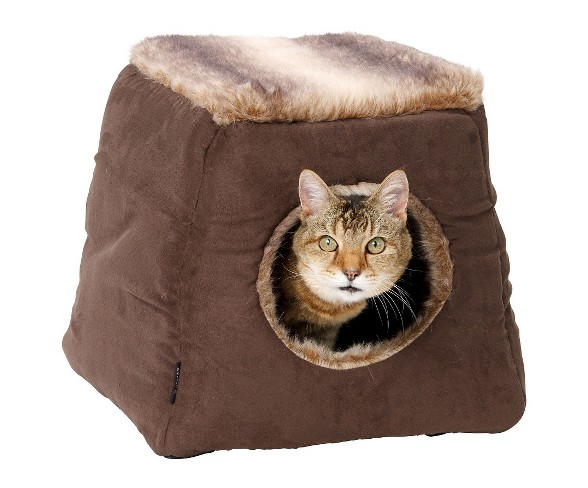 House of Paws Faux Arctic Suede 2-in-1 Cat Bed - Coco