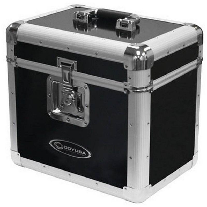 Odyssey KROM Series Record Utility Case for 70 Individual 12" Vinyl Records and LPs with Foam-Lined Interior, Secure Lock, and Handle, Silver, 4 of 7