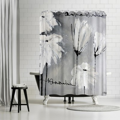 Americanflat White Flowers by Annie Rodrigue 71" x 74" Shower Curtain