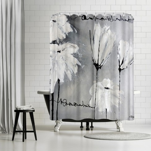 Americanflat White Flowers By Annie, 71 X 86 Shower Curtain