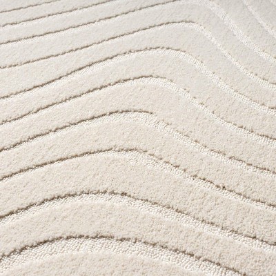 Cream Geometric Wave Synthetic Area Rug, 2'0" x 3'1"