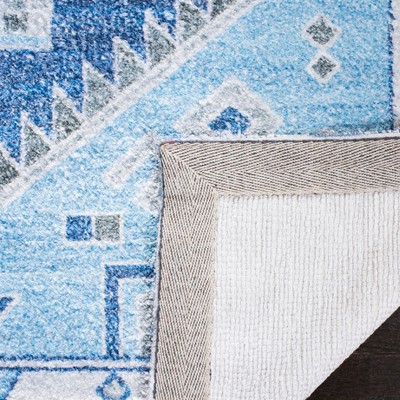 Saffron Blue Ivory 8' x 10' Flat Woven Wool Cotton Rug