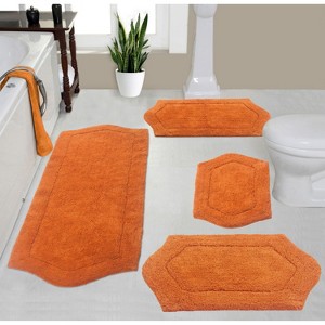 Waterford Tufted Bath Rug, Extra Soft and Absorbent, Non-Slip Bath Mats, Machine Washable bath rugs for Bathroom, 4 Pcs Set with Runner, Terracotta - 1 of 4