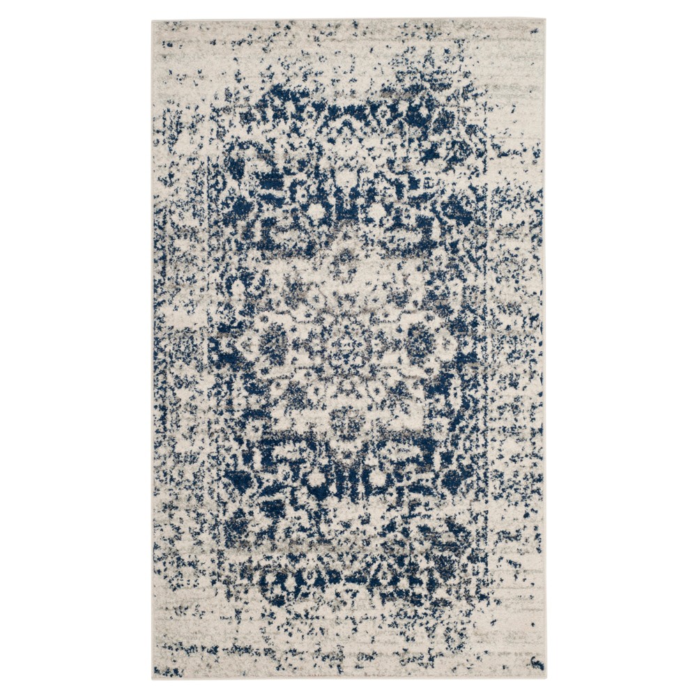 Cream/Navy Botanical Loomed Accent Rug - (3'x5') - Safavieh