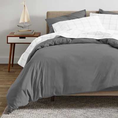 400 Thread Count Organic Cotton Sateen King/California King Duvet Cover and  Sham Set Grey by Bare Home