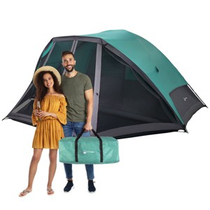 Wakeman Outdoors 6 Man Tent with Screen Room, Teal - 1 of 4