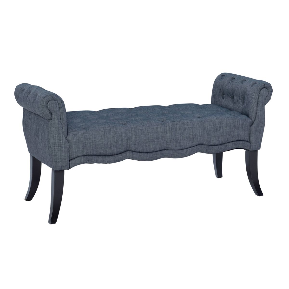Linon Madison French Traditional Roll Arm Tufted Bench (Charcoal Gray, 24.5