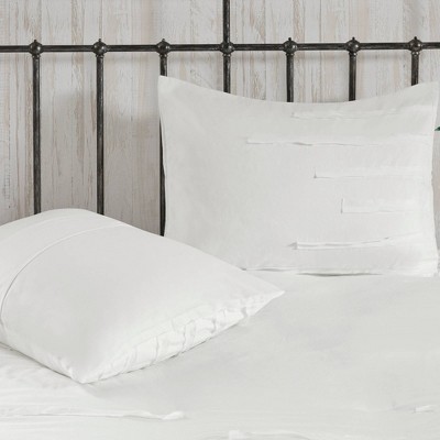 White Microfiber Queen 8-Piece Comforter Set with Gathered Embellishment