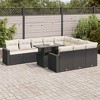 vidaXL 11 Piece Patio Sofa Set with Cushions Black and Cream Poly Rattan - 2 of 4