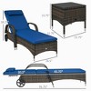 Patio Wicker Chaise Lounge Chair Set of 2 with Table, Adjustable Backrest, Wheels, Cushion & Headrest - 3 of 4