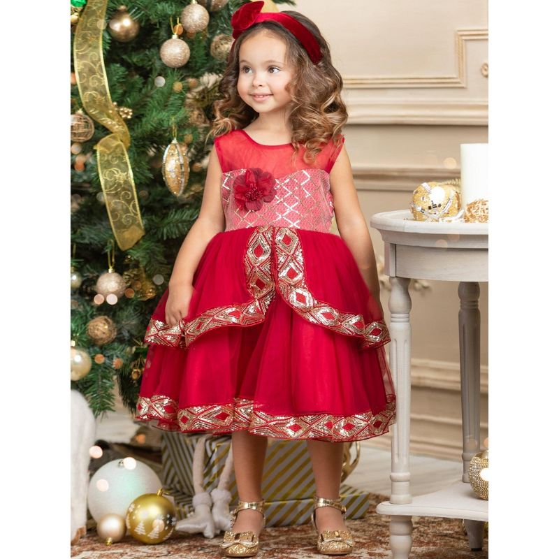 Girls Made To Sparkle Embroidered Tulle Holiday Dress - Mia Belle Girls, 4 of 6