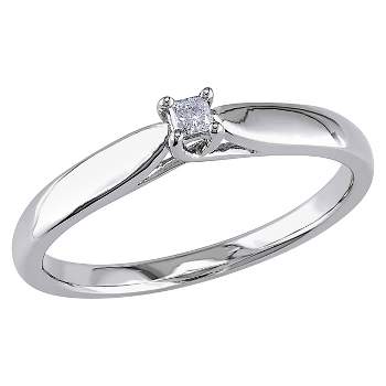 0.05 CT. T.W. Princess Cut Diamond Solitaire Ring in Sterling Silver (GH) (I3)