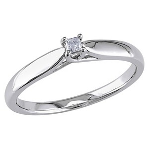 0.05 CT. T.W. Princess Cut Diamond Solitaire Ring in Sterling Silver - GH I3 9 - White, Women