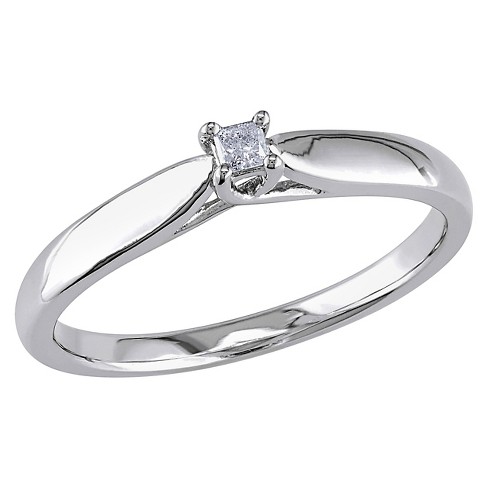 Size-12.5 G-H,I2-I3 1//10 cttw, 3 Diamond Promise Ring in 14K Pink Gold