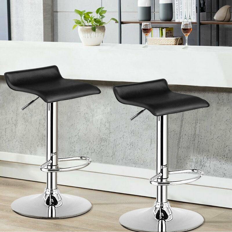 Costway Set of 4 Swivel Bar Stool PU Leather Adjustable Kitchen Counter Bar Chairs Black, 4 of 11