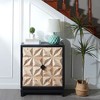 HDZNVF Black and Natural Double Door Storage Cabinet - 2 of 4
