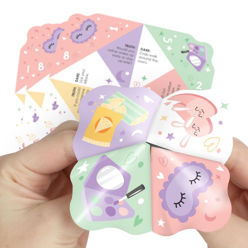 Big Dot of Happiness Pajama Slumber Party - Girls Sleepover Birthday Party Cootie Catcher Game - Truth or Dare Fortune Tellers - Set of 12, 1 of 8