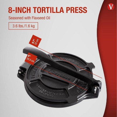 Victoria 8-Inch Black Cast Iron Tortilla Press
