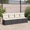 vidaXL 2 Piece Garden Sofa Set with Cushions Black and Cream Poly Rattan Storage for Outdoor Patio Furniture Lounge Wicker Pe Corner Sectional - 3 of 4