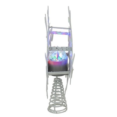 White Glitter Glass Snowflake Christmas Tree Topper with LED Lights