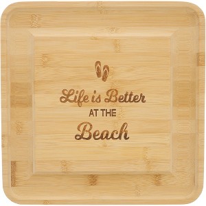 Pavilion Gift Company - At The Beach - 13" Bamboo Serving Board with Utensils - Cutting Boards - 1 of 4