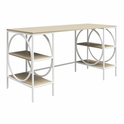 RealRooms Strafford Double Pedestal Desk, Pale Oak