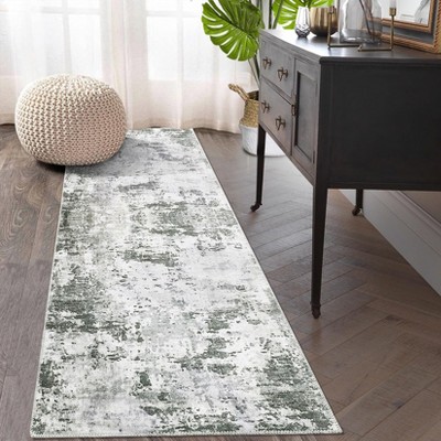Washable Rug Runners for Hallways Kitchen,Non-Slip Long Abstract Runner with Rubber Backing,Soft Carpet for Bedroom,Bathroom,Entryway