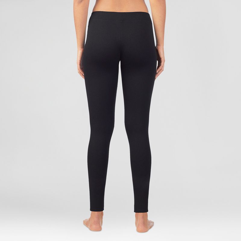 Warm Essentials by Cuddl Duds Women's Luxe Lined Jersey Thermal Leggings - Black, 2 of 4