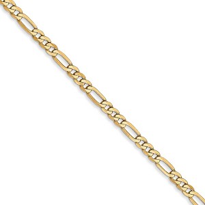 Black Bow Jewelry 2.75mm, 14k Yellow Gold, Flat Figaro Chain Necklace - 1 of 4