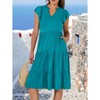 Womens Summer Ruffle Sleeve V Neck Boho Midi Dress Casual Fit Flowy Ruffle  Dress - 3 of 4