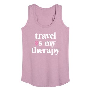 Women's - Instant Message - Travel Is My Therapy Graphic Racerback Tank - 1 of 4