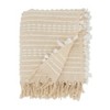 50"x60" Cozy Cabin Textured Striped Fringe Throw Blanket Natural - Saro Lifestyle: Woven Cotton & Polyester, Machine Washable - 3 of 4