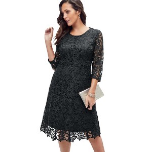 Jessica London Women's Plus Size Lace Fit & Flare Dress - 1 of 4