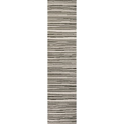 Reversible Castara Modern Stripe Gray Synthetic Area Rug