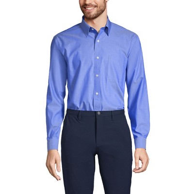 Lands' End Men's Solid No Iron Supima Pinpoint Straight Collar Dress Shirt