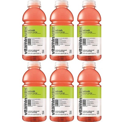 Vitamin Water Refresh Tropical Mango 20 Oz Bottle (Pack of 6, Total Of 120 Oz Mango 20 Fl Oz (Pack of 6)