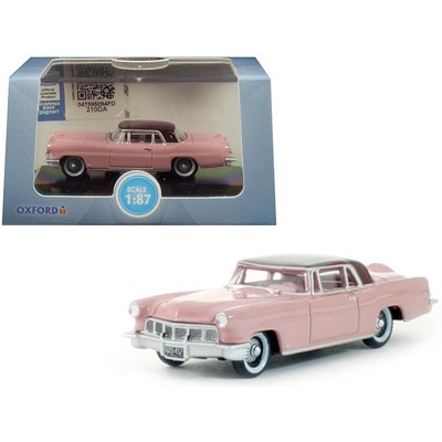 1956 Lincoln Continental Mark II Pink with Dubonnet Red Top 1/87 (HO) Scale Diecast Model Car by Oxford Diecast