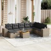 vidaXL Patio Sofa Set with Cushions Outdoor Furniture 9 Piece Poly Rattan - Gray without storage - 2 of 4