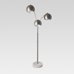 Span 3-Head Metal Globe Floor Lamp Brushed Nickel Includes Energy Efficient Light Bulb - Project 62 , Size: Lamp with Energy Efficient Light Bulb