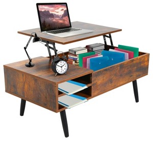 FDW Modern Minimalist Lift-Top Coffee Table with Hidden Storage and Open Shelves Perfect Center Table - 1 of 4