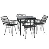 vidaXL Garden Dining Set Black Steel, Tempered Glass, Polyethylene Medium - Black 31.5" x 31.5" x 29.1" 4 - 3 of 4