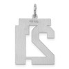 Black Bow Jewelry Sterling Silver, Jersey Collection, Large Number 21 Pendant - 3 of 4