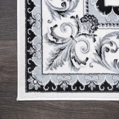 Cream and Light Gray Reversible Synthetic Area Rug