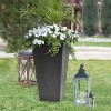 Tierra Verde 2pc Sonata Tall Square Indoor Outdoor Self-Watering Planter Pots Black 15"x28" - 3 of 4